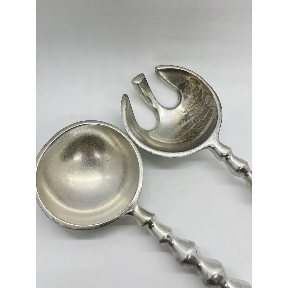 Deco aluminum Beaded SALAD SERVING Fork Spoon Silverware Serving Set 13